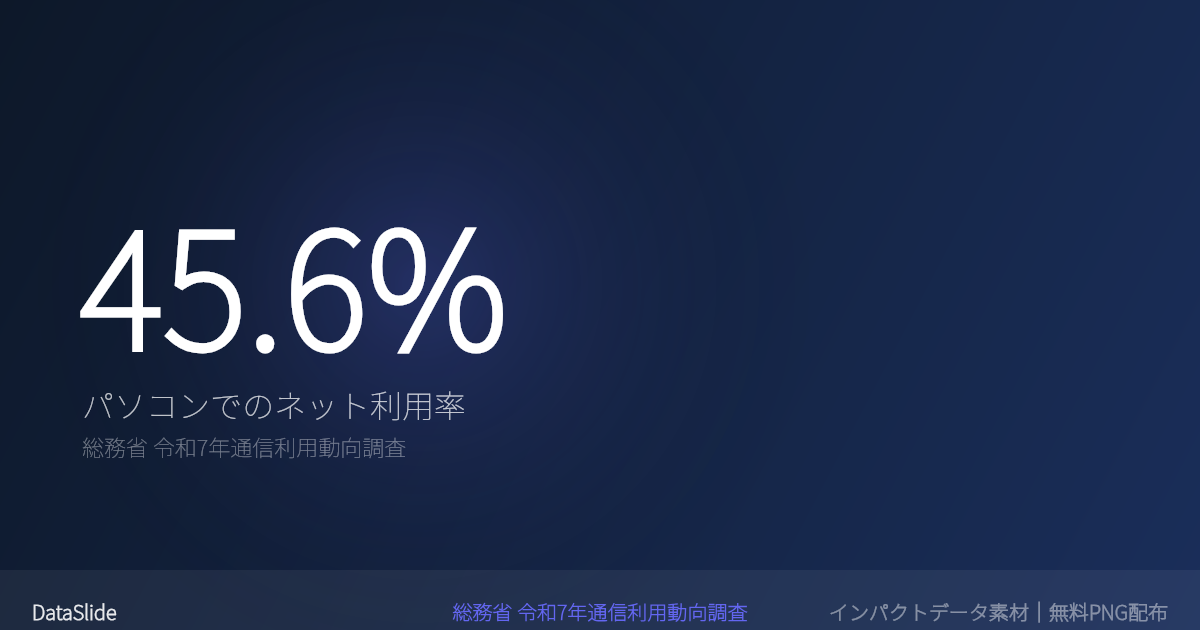 パソコンでのインターネット利用率45.6%のグラフ